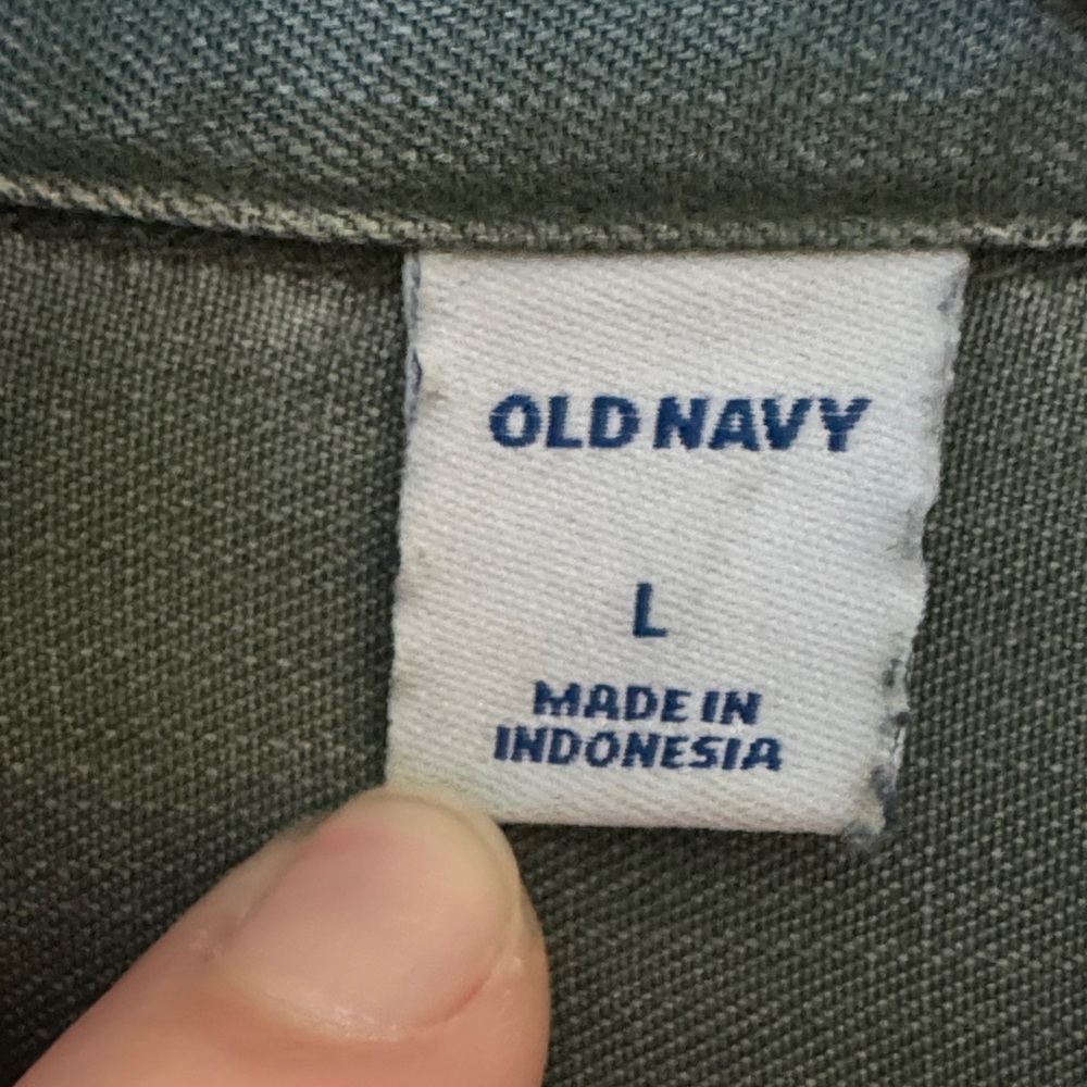 Old Navy Olive Green Long Shirt Dress - Picture 2 of 4